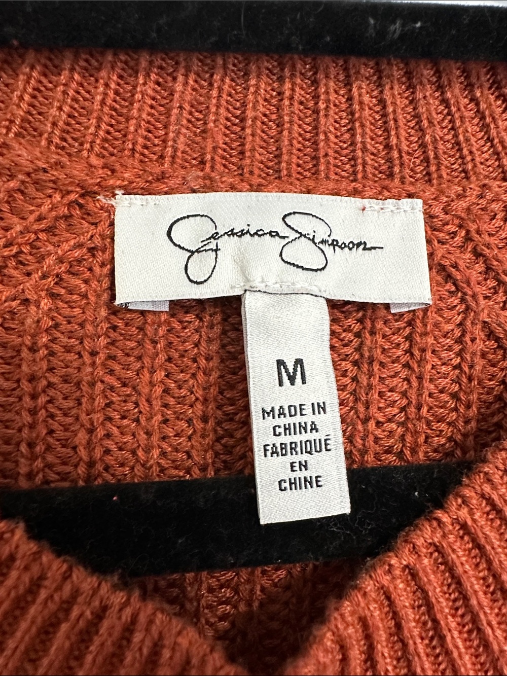 Jessica Simpson Ribbed Crewneck Sweater - Rust Orange - Picture 2 of 6